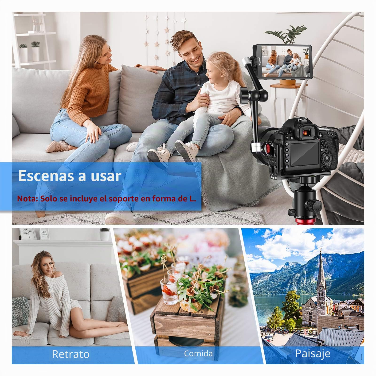 Neewer - Soporte en Forma de L para cámara de Fotos con Forma de L, con Tornillos de 1/4 Pulgadas, Arca Swiss Compatible con dji Osmo Ronin Zhiyun Canon Nikon Sony DSLR cámara (Negro)