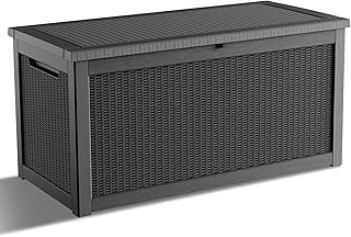 320 Gallon Waterproof Outdoor Storage Box, UV Resistant Resin Deck Box w...