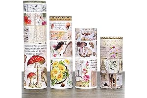 DAPUTOU Assorted Tapes, 18 Rolls Vintage Mushrooms, Butterfly, Letter