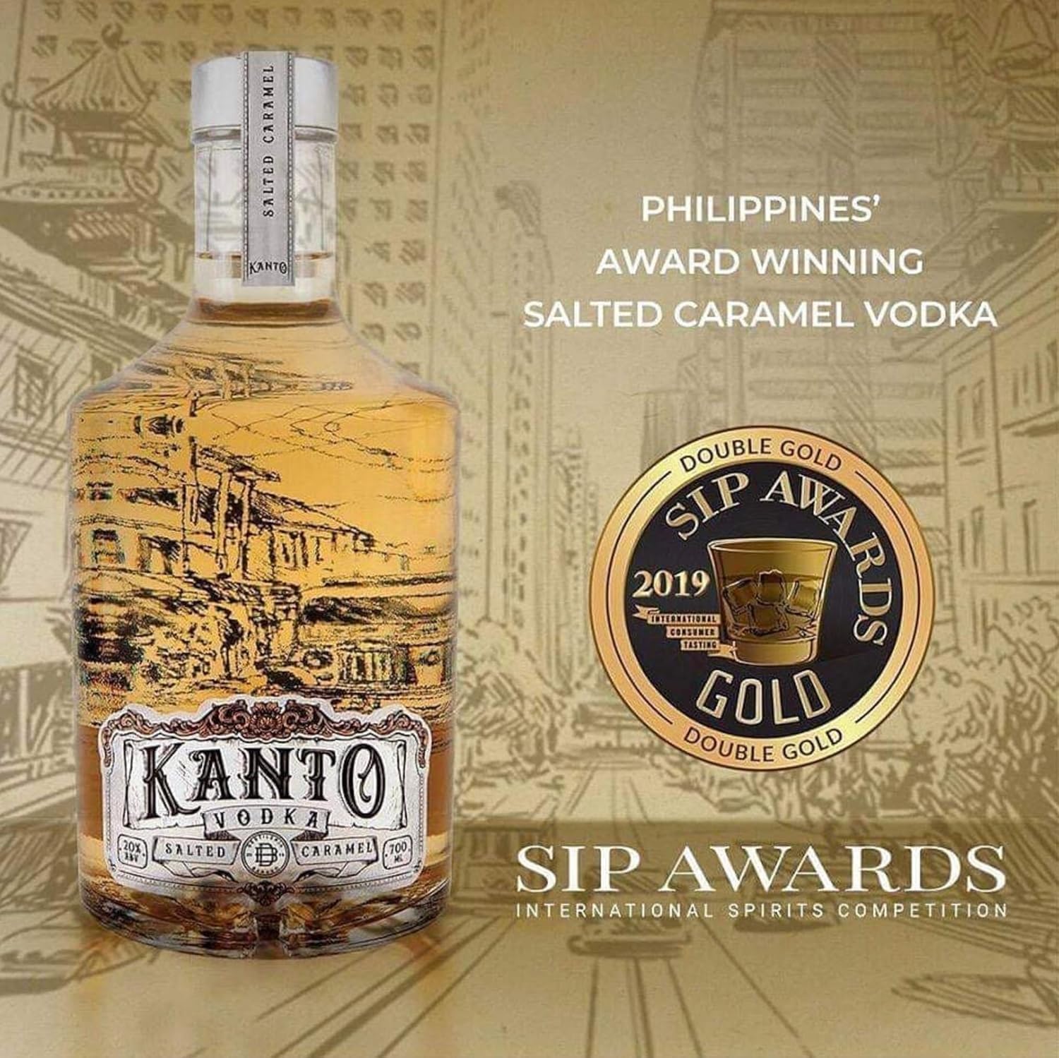 Kanto Caramel Vodka I Salted Caramel I Vodka filipino de caramelo salado I Premiado con oro I 20% vol.