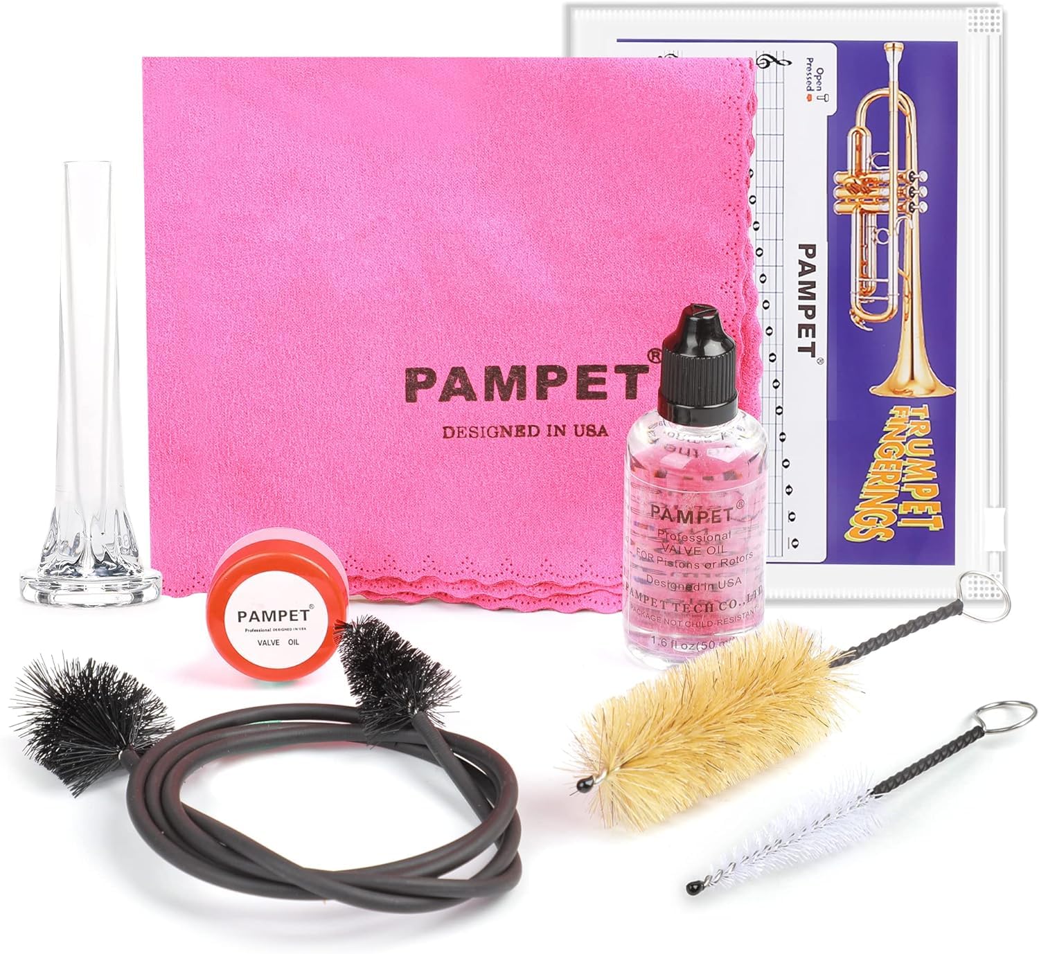 PAMPET Trumpet Care Kit, Best to Clean and Extend the Life of your Instrument! Valve Oil, Slide Grease, and More!-picture-22