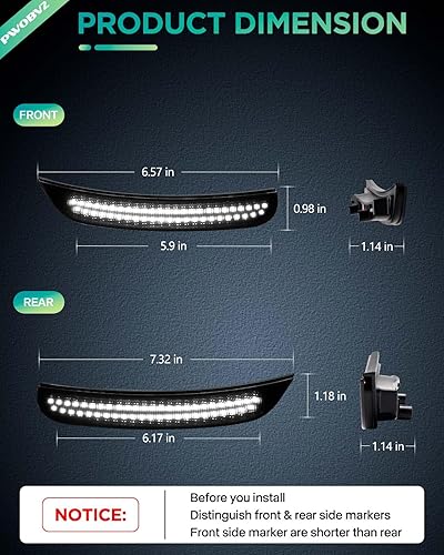 Miniatura 3 de Lente ahumada, luz LED blanca de marcador lateral para Dodge Charger 2015 2016 2017 2018 2019 2020 2021 2022 2023 Reperter de lámpara de carrera con