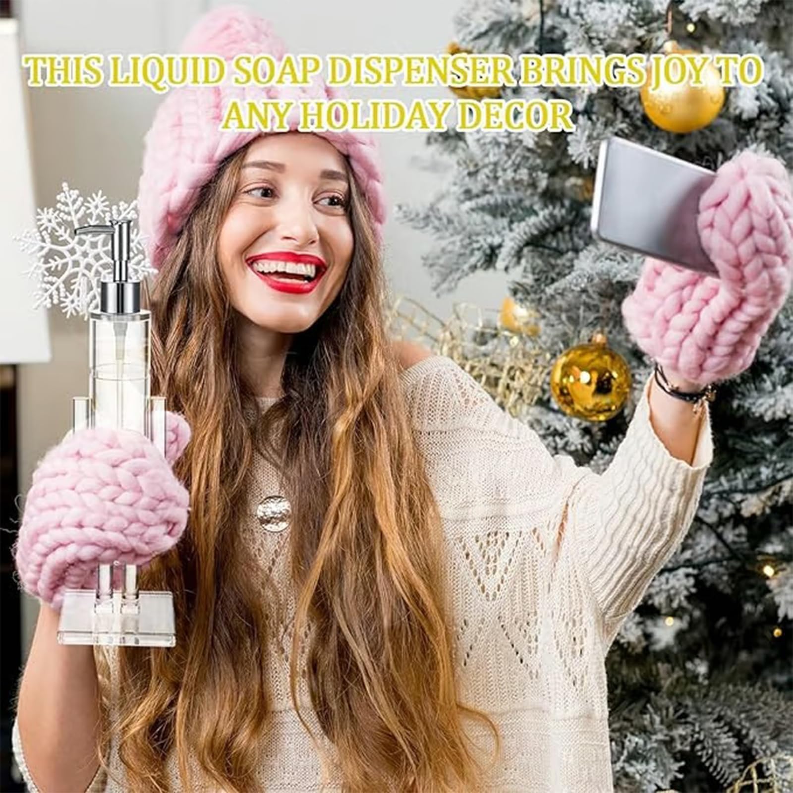 Nussknacker Seifenspender Nachfüllbar | Flüssigseifenspender aus Acryl | Weihnachtsdeko für Badezimmer & Küche(3 PCS)