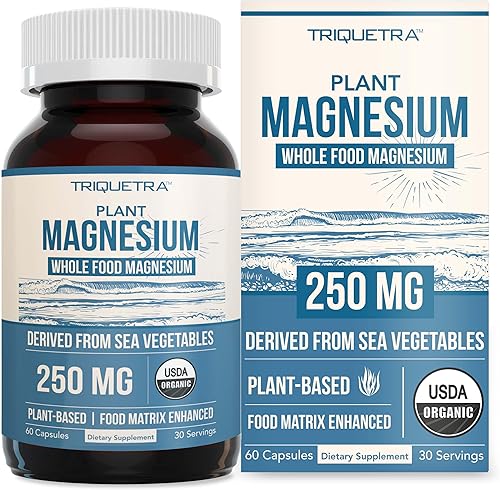Suplemento orgánico de magnesio integral – Complejo vegetal orgánico a base de plantas – 250 mg por porción | Agua extraída | Suave para el estómago