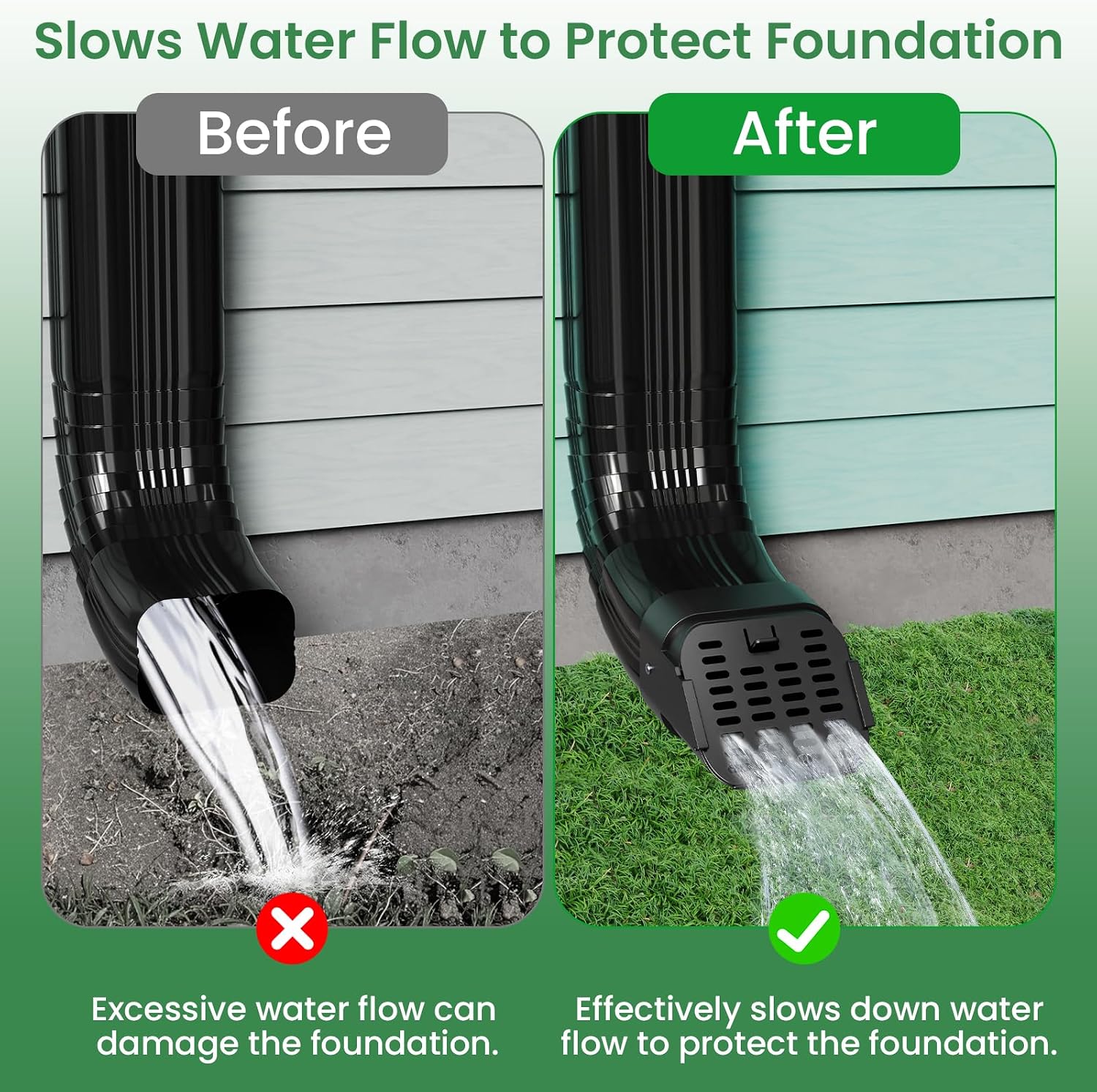 2-Pack 3"x4" or 2"x3" Type-A Gutter Downspout Guard | Gutter Downspout Extension Accessory, Fit Type-A 3" x 4" or 2" x 3" Downspouts, Keep Small Animals Out of Your Downspout