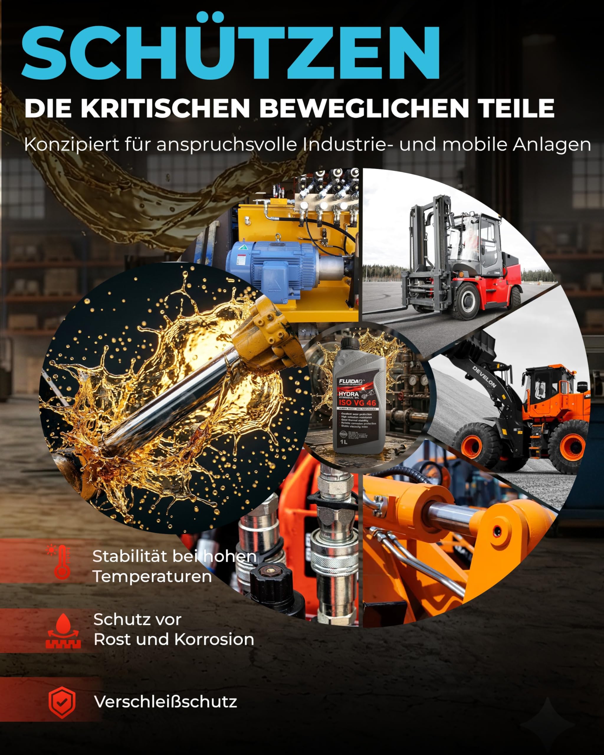 Hydrauliköl ISO VG 32 HLP 1L – Hochleistungs-Hydrauliköl mit Verschleißschutz und Korrosionsschutz – Für Hydraulikanlagen, Maschinen, Pressen, Hebebühnen und Hydrauliksysteme