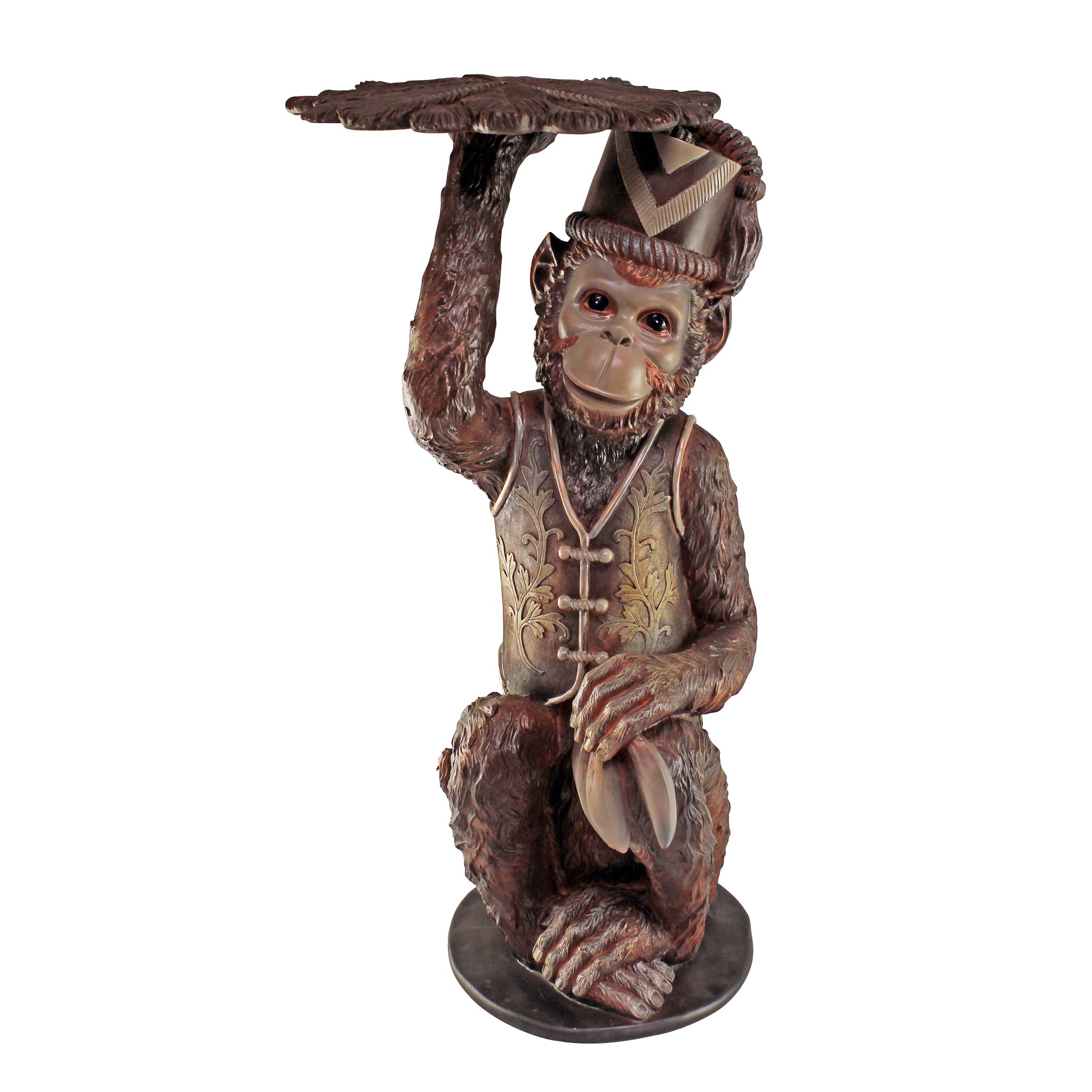 Design Toscano NG31382 Moroccan Monkey Butler Pedestal Sculptural Table