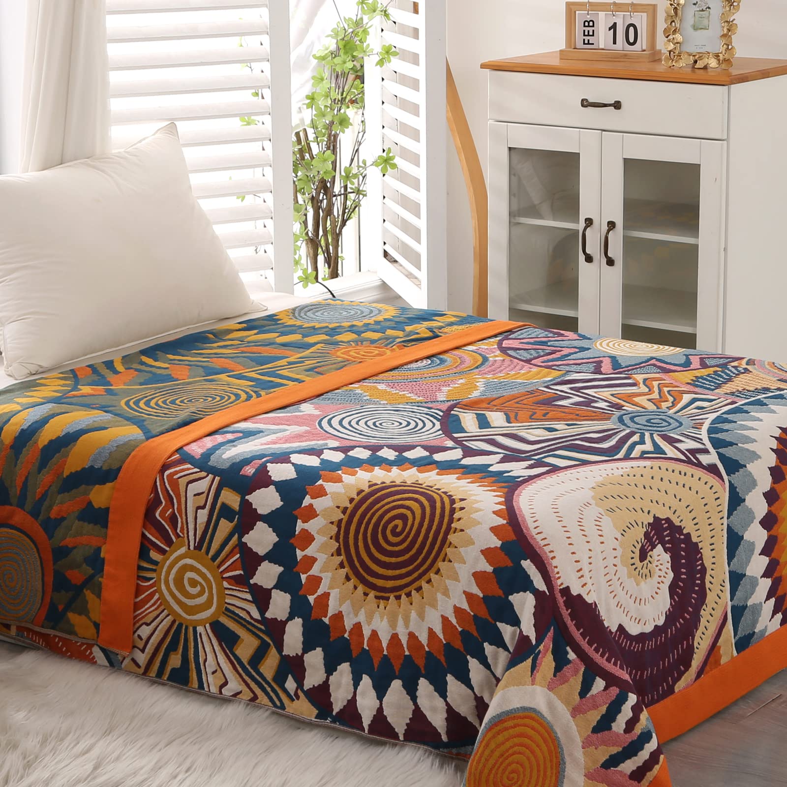 Jeté de canapé en coton bohème 200x230 pour grand canapé et lit