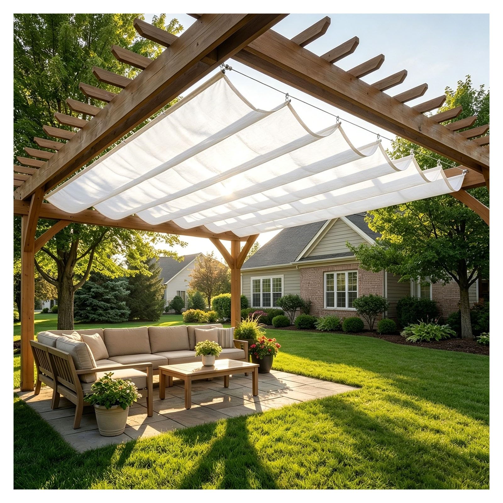Voile d'ombrage rétractable contre la chaleur bâche étanche pluie et UV pour terrasse