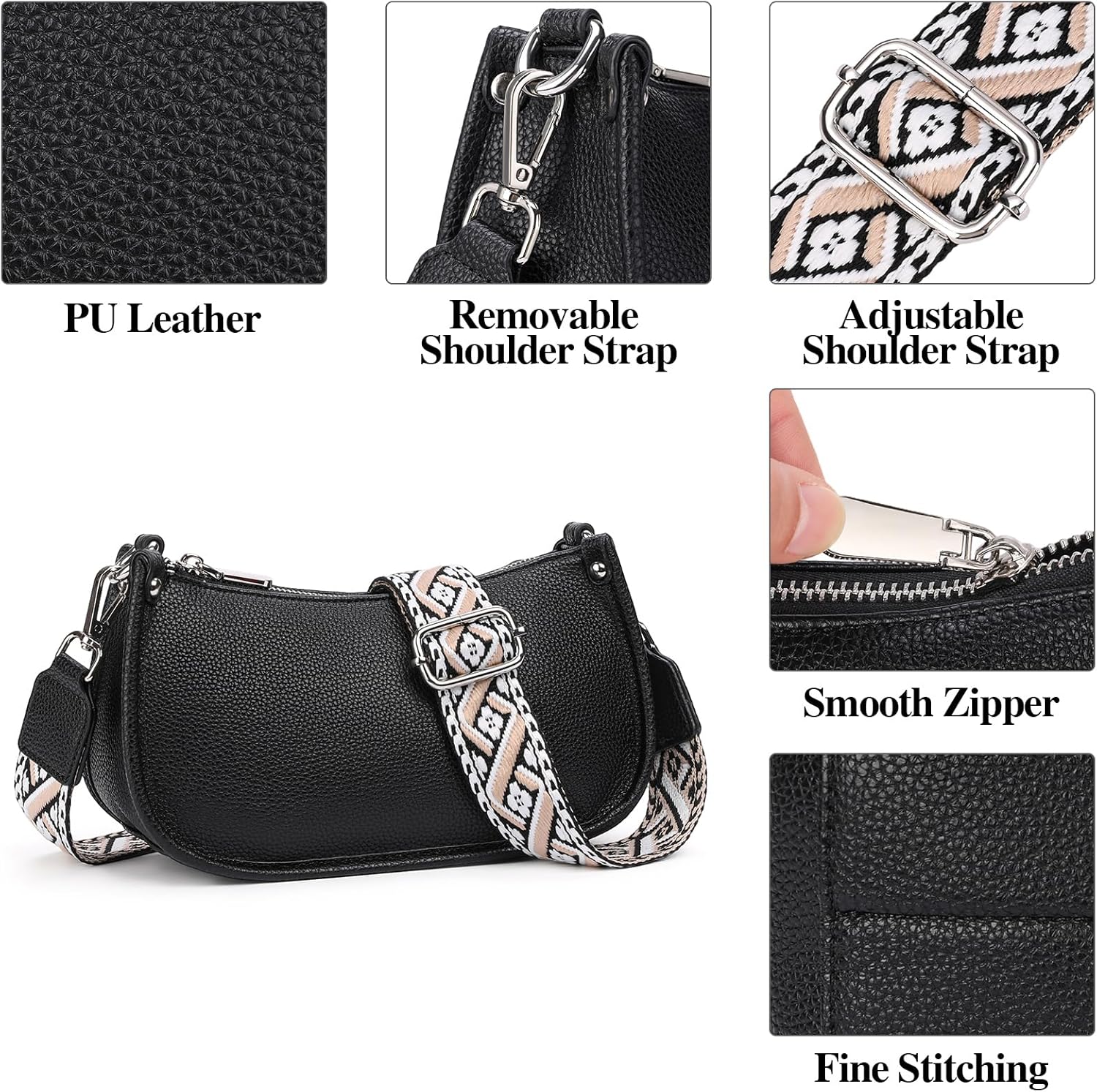 FALAN MULE Small Crossbody Bags for Women,Leather Trendy Cell Phone Bag Wallet Purses with Adjustable Strap - Image 5