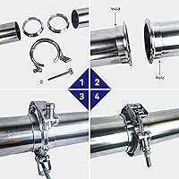 Vista 6 de HFS (R) Abrazadera de banda en V de acero inoxidable 304 con brida macho hembra liberación rápida para sistema de escape (3.5 pulgadas)