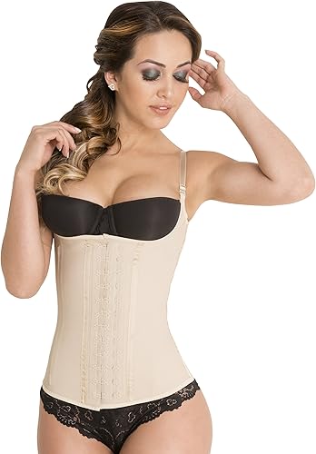 Fiorella Shapewear Chaleco de látex Semi Chaleco Entrenador de Cintura Acero Deshuesado Chaleco Fajas Colombianas Reductoras 204N2