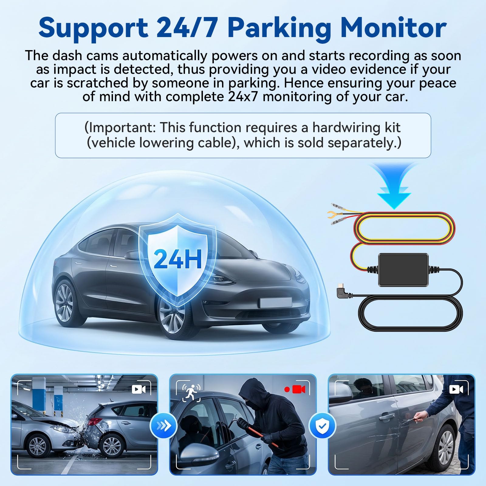 Caméra Embarquée pour Voiture 5 Camera 3,16" Vision Panoramique 360° Full HD 1080p Surveillance Stationnement Détection Mouvement DVR pour Voiture Assistance Marche Arrière Enregistrement en Boucle