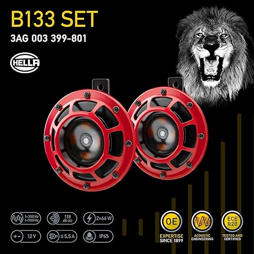 Miniatura 7 de Kit HELLA 003399801Supertone de dos bocinas super tono de tono altobajo de 12 V con soporte