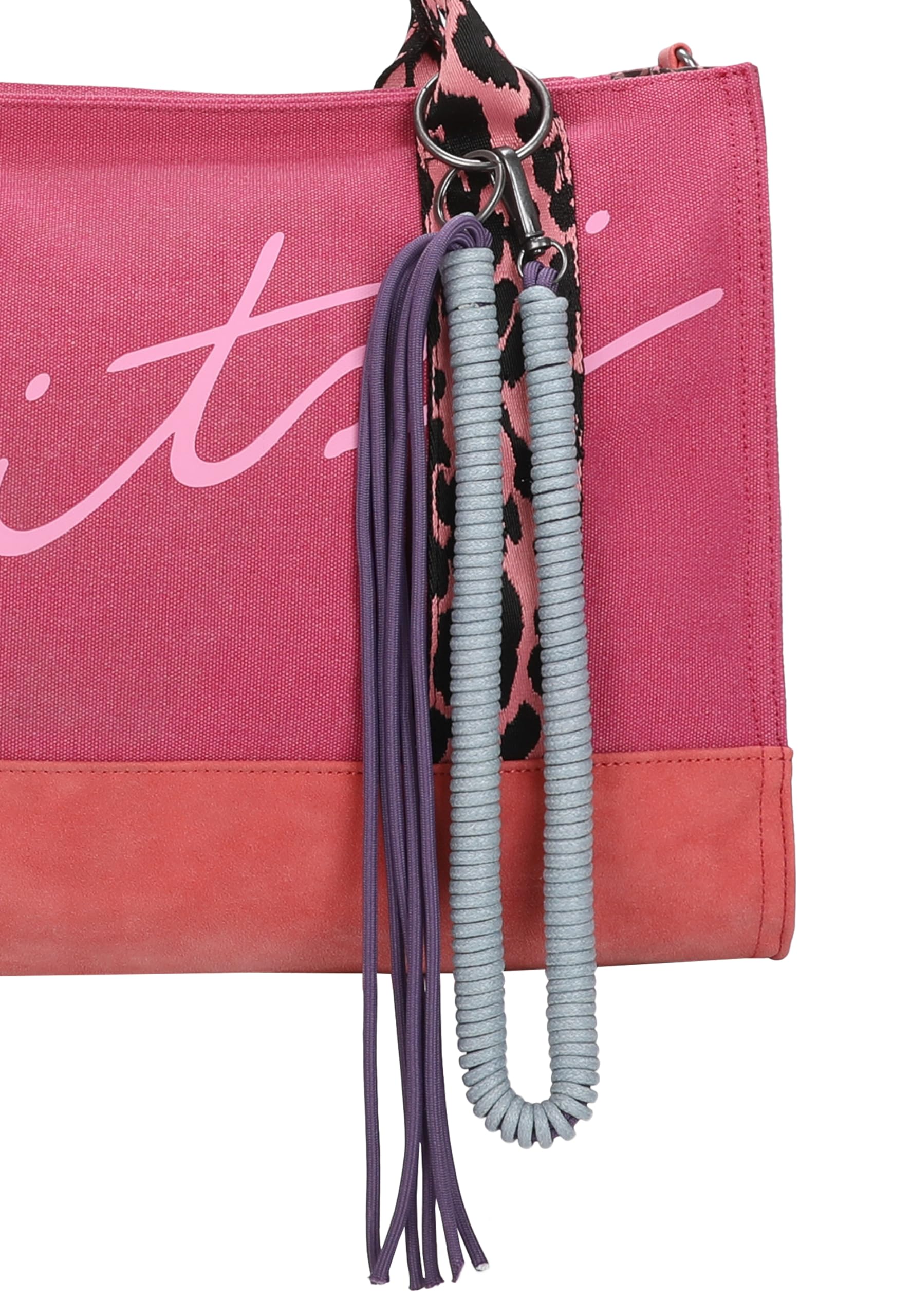 Fritzi Tote Bag Limited Summer Leo & Zebra Canvas Baumwollmix Damen Handtasche Shopper City Beach vegan abnehmbares Schulterband 14 x 39 x 29 cm, Sand - Pink - Türkis