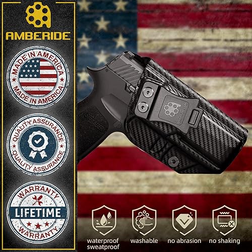 Miniatura 7 de Amberide IWB & OWB KYDEX Holster Fit Sig Sauer P320 Carry  P320 Compact  P320 M18 Pistol, Inside Waistband Concealed Carry Holster, Adjustable Cant