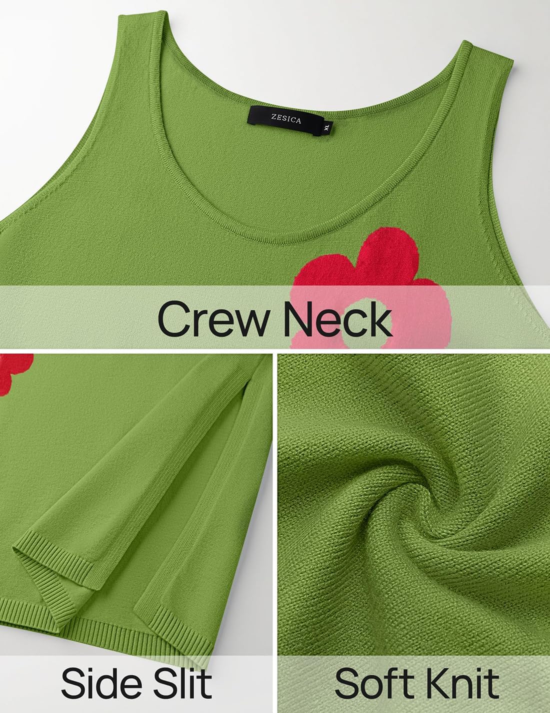 ZESICA Women's Summer Knit Bodycon Midi Dress 2026 Sleeveless Floral Crewneck Color Block Long Beach Party Dresses - Image 6