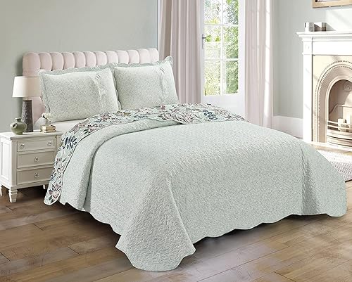 Miniatura 5 de Brilliant Sunshine Juego de edredón de 3 piezas con 2 fundas de almohada, colcha reversible, suave y ligera, para todas las estaciones,