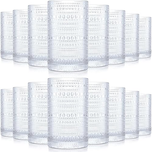 Yinder Hobnail - Vasos para beber de 13 onzas, suministros para fiesta de boda, cristalería vintage en relieve, vasos de regalo de graduación con