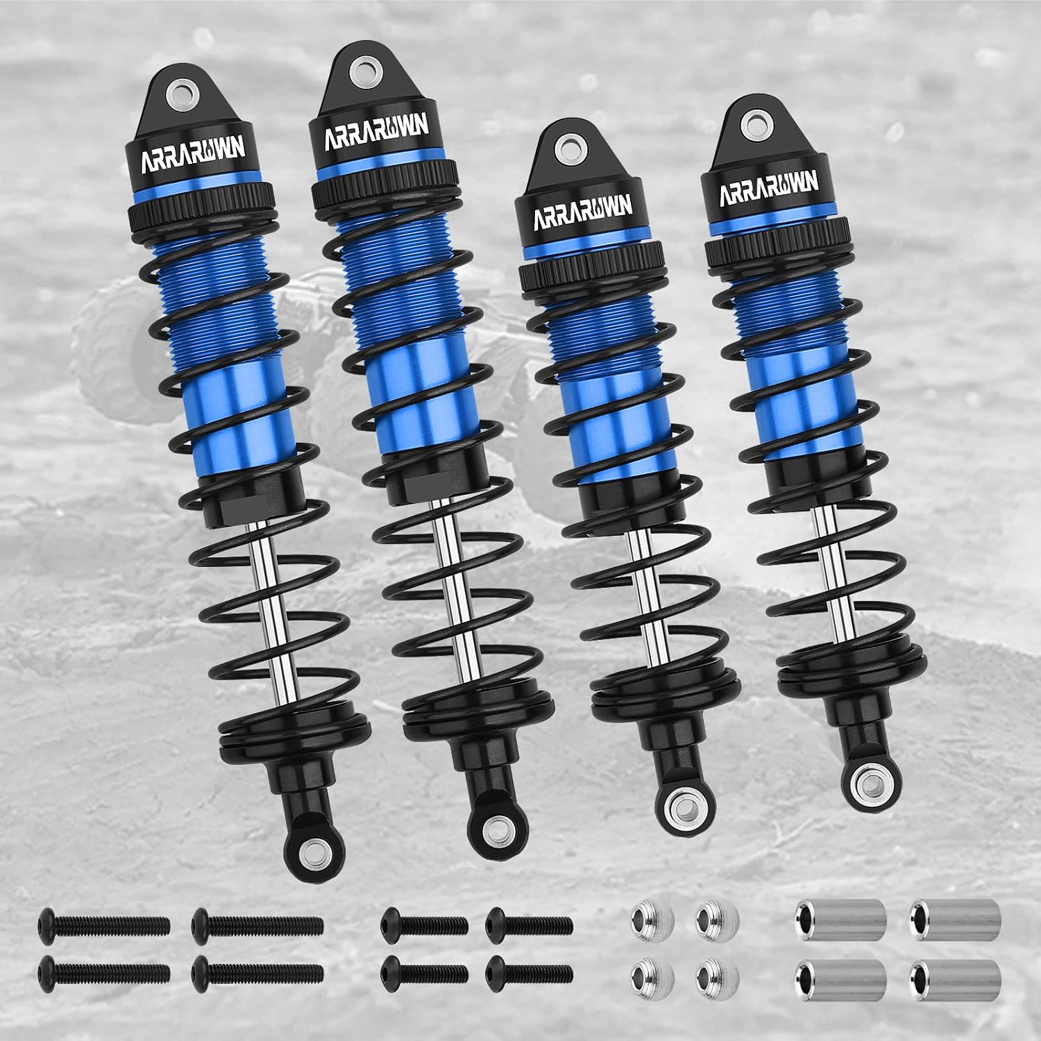 4PCS RC Shock 1:10 Aluminum Front & Rear Shocks Set Compatible with Arrma 1/10 Typhon 3S/2S, Granite 4x4, Bigrock, Senton, Replace for AR330550, AR330551 (Black Blue)