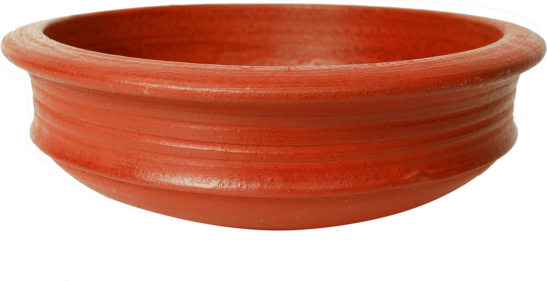 Ecocraft India Online Clay Pottery Mud Pot Earthen Handi for Cooking and Serving (Red, 3 L)