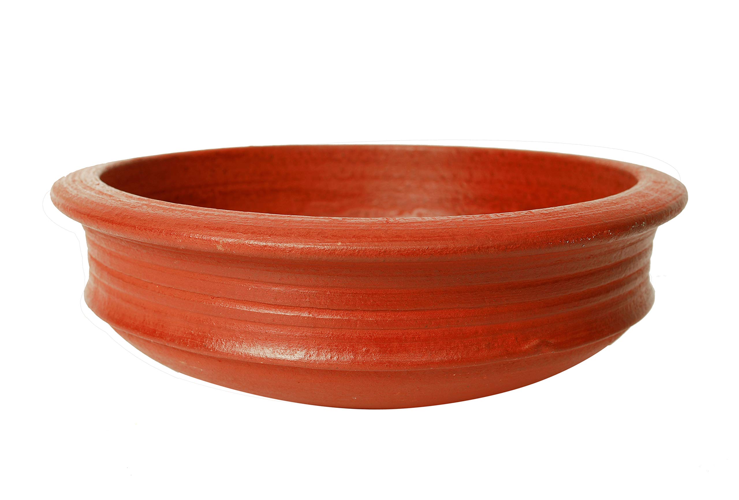 Ecocraft India Online Clay Pottery Mud Pot Earthen Handi for Cooking and Serving (Red, 3 L)