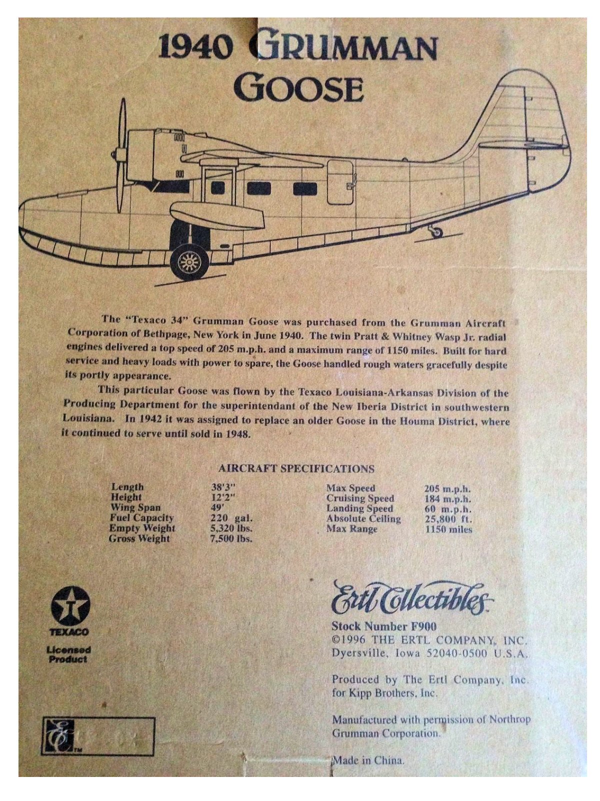 Amazon.com: Wings of Texaco - 4th in the Series - 1940 Grumman  display picture 1