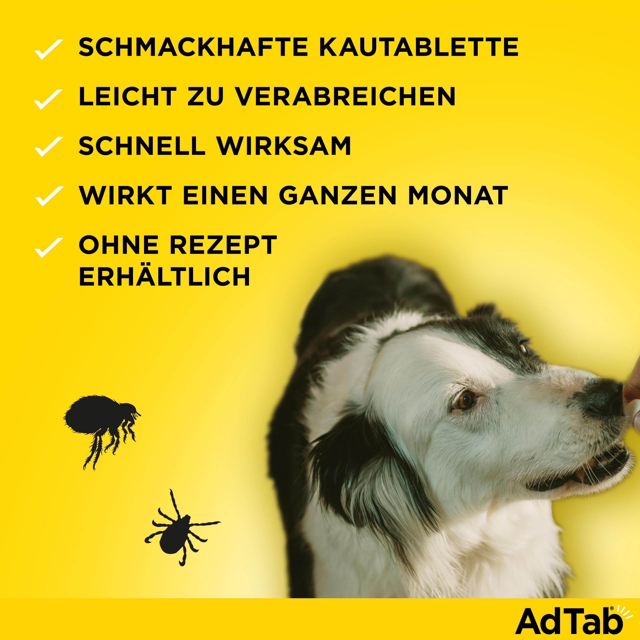 AdTab Hund 5,5-11 kg - Kautablette gegen Zecken & Flöhe, Doppelpack(6 St.) | Kleine Kautablette mit Rindfleischgeschmack. 3 Monate Floh- & Zeckenschutz für deinen Hund, schnelle Wirkung & einfache Gabe.
