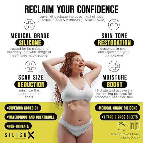 Miniatura 2 de Cinta de silicona para cicatrices de grado médico y hojas de cicatrices para recuperación de cicatrices, kits de viaje con cinta de cicatrices (1.5