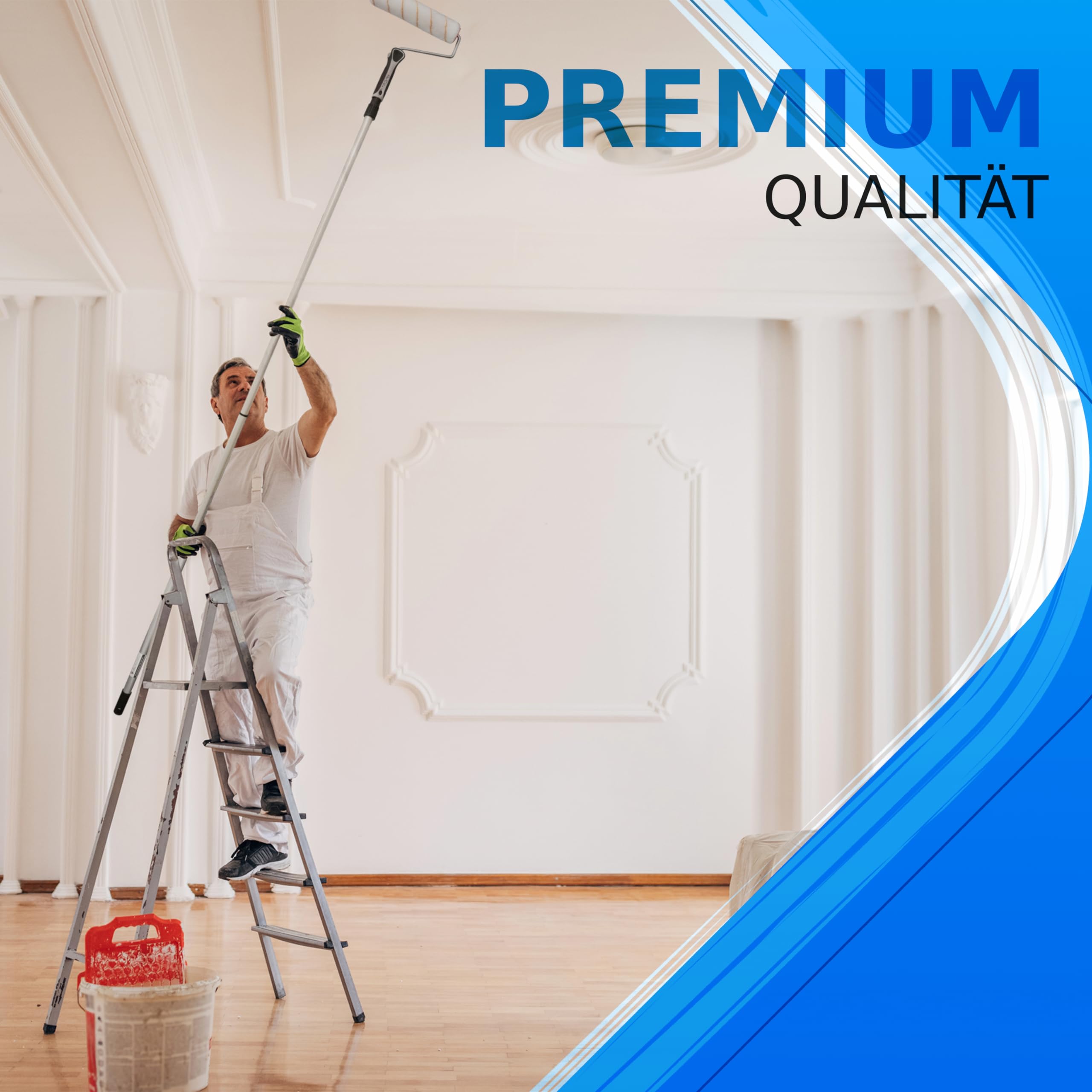 Rouleau de peinture professionnel avec bâton télescopique de 100 à 200 cm + poignée Best Grip incluse + E-Book