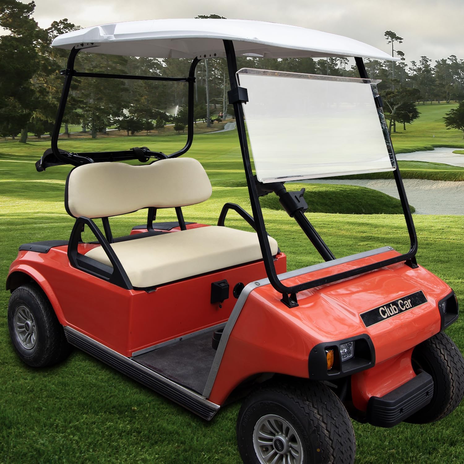 Deluxe Golf Cart Front Seat Bottom & Backrest Assembly Kit for Club Car Ds 2000.5-up, Beige, 2 Piece Set