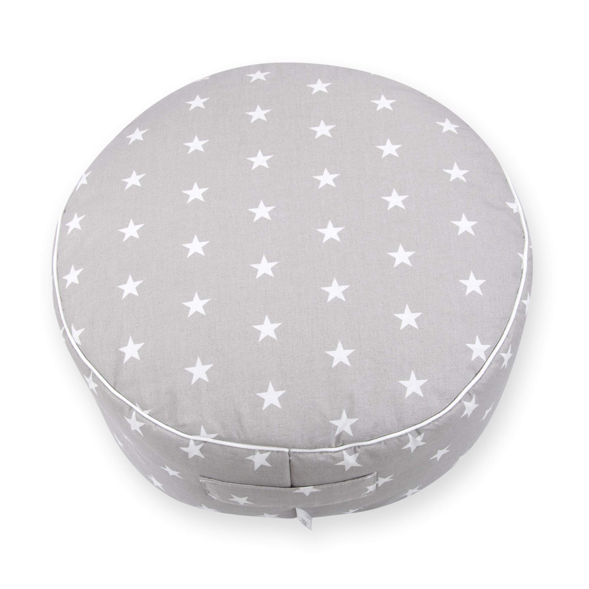 Amilian - Cojín de asiento, puf, funda lavable de 100% algodón, aprox. 50 cm de diámetro, 20 cm de alto, para niños, relleno suave, reposapiés, cojín, asiento, decoración