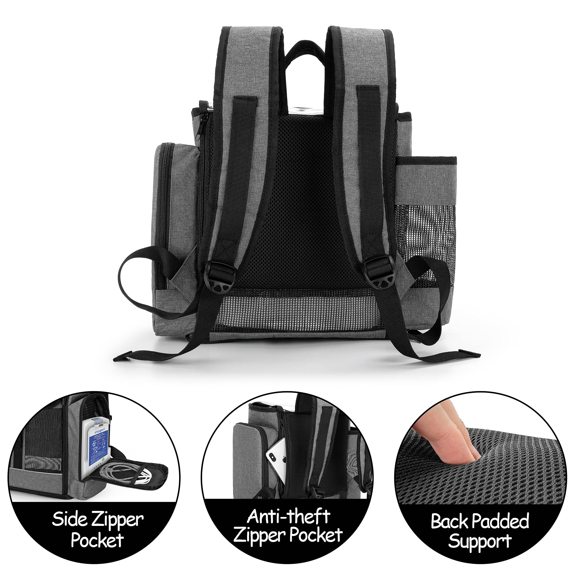 CURMIO Portable Oxygen Concentrator Backpack Compatible with Inogen One, Oxygo, Caire Units