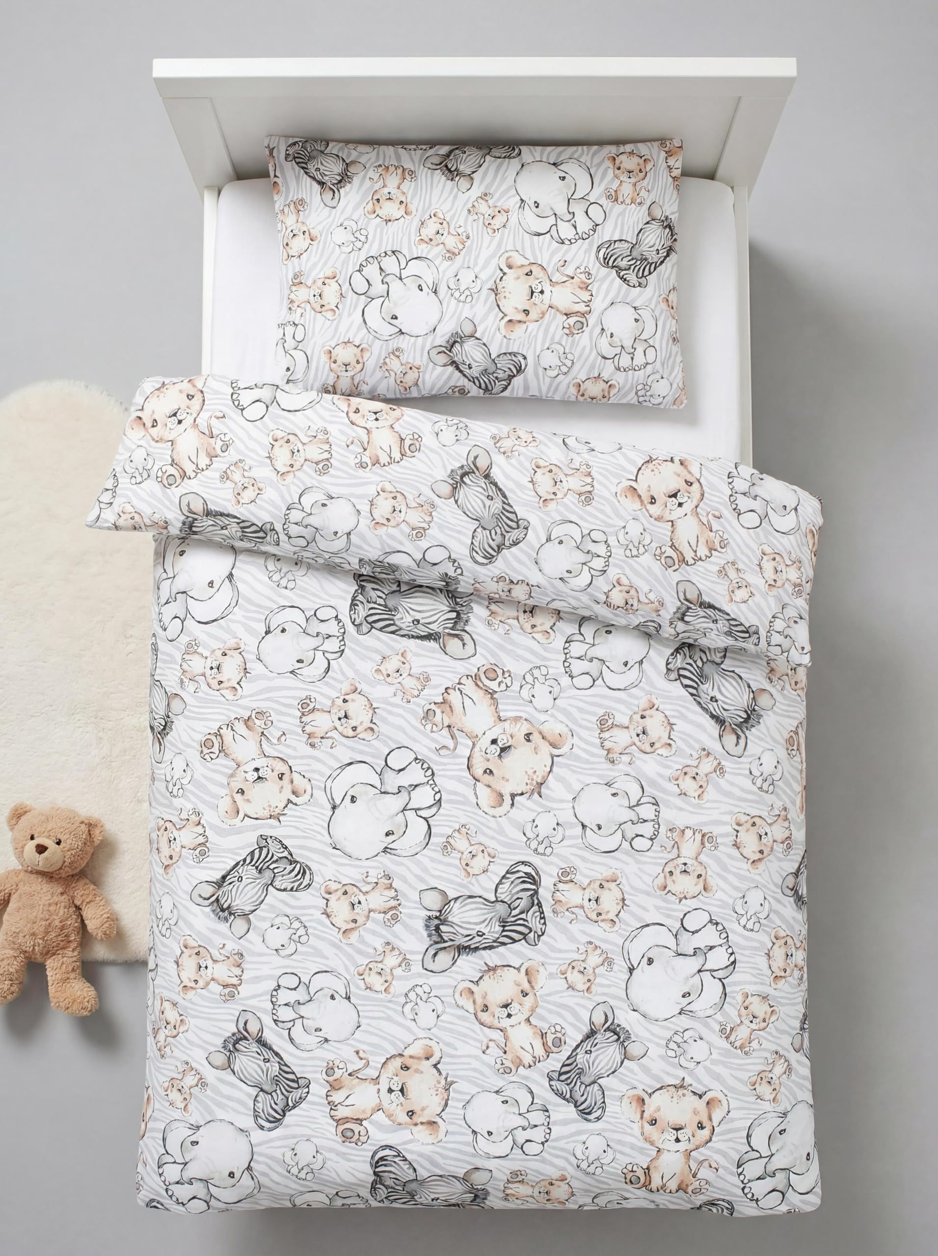 TupTam Juego de Edredón Infantil con Dibujos para Toda la Temporada Nórdica Almohada Plana 2pcs., Safari, 135x100 cm