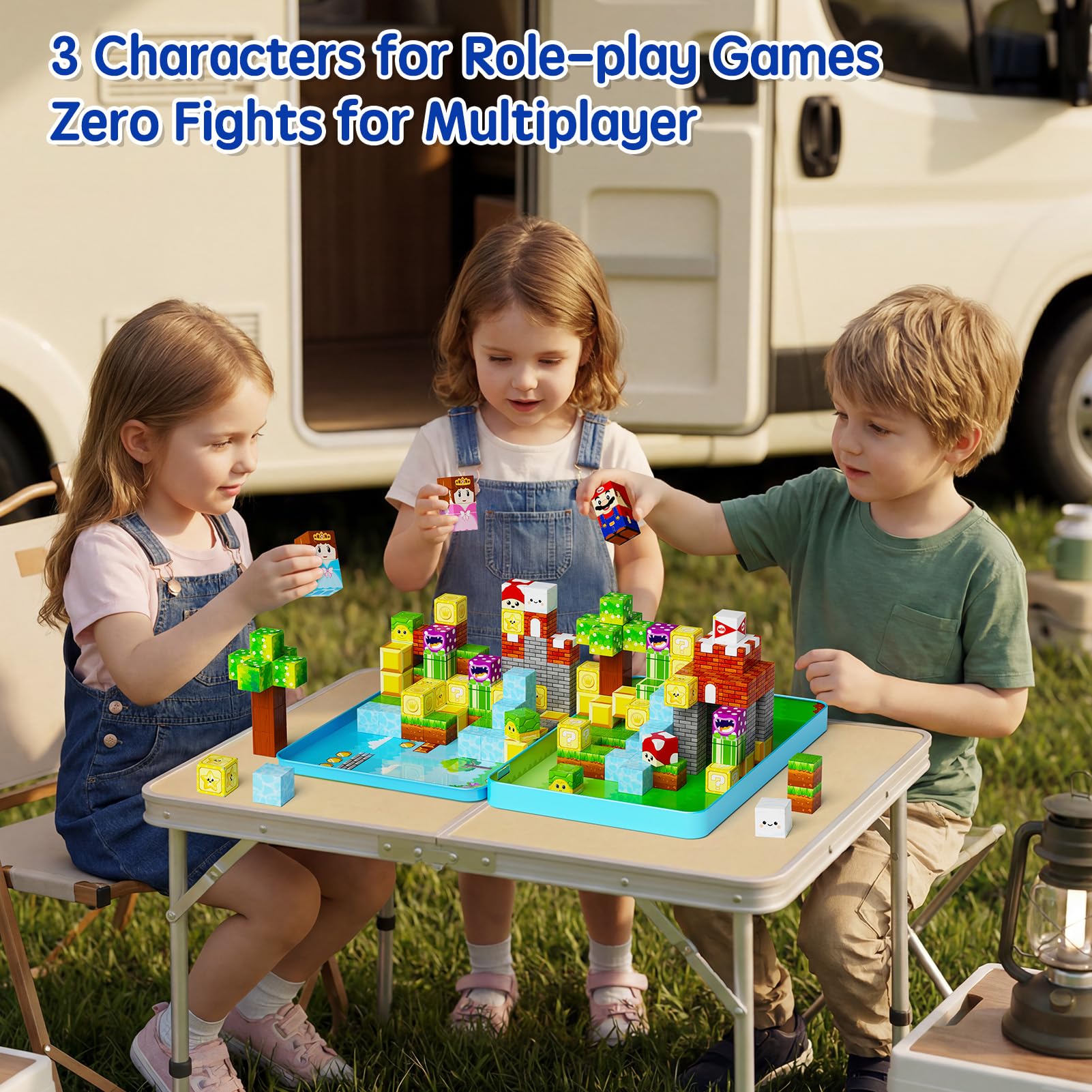 Blocs magnétiques de Voyage pour Enfants : 100 Cubes magnétiques Avec boîte en métal, 90 Minutes de Concentration pour la Voiture ou l'avion, pour garçons et Filles de 3 à 8 ANS