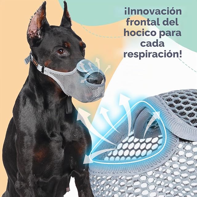 Foto 4 de 7 de SHUOHONG Bozales de Boca de Perro Transpirable de Malla de Nylon, Bozal Perro Pequeño Respirable Antiladridos