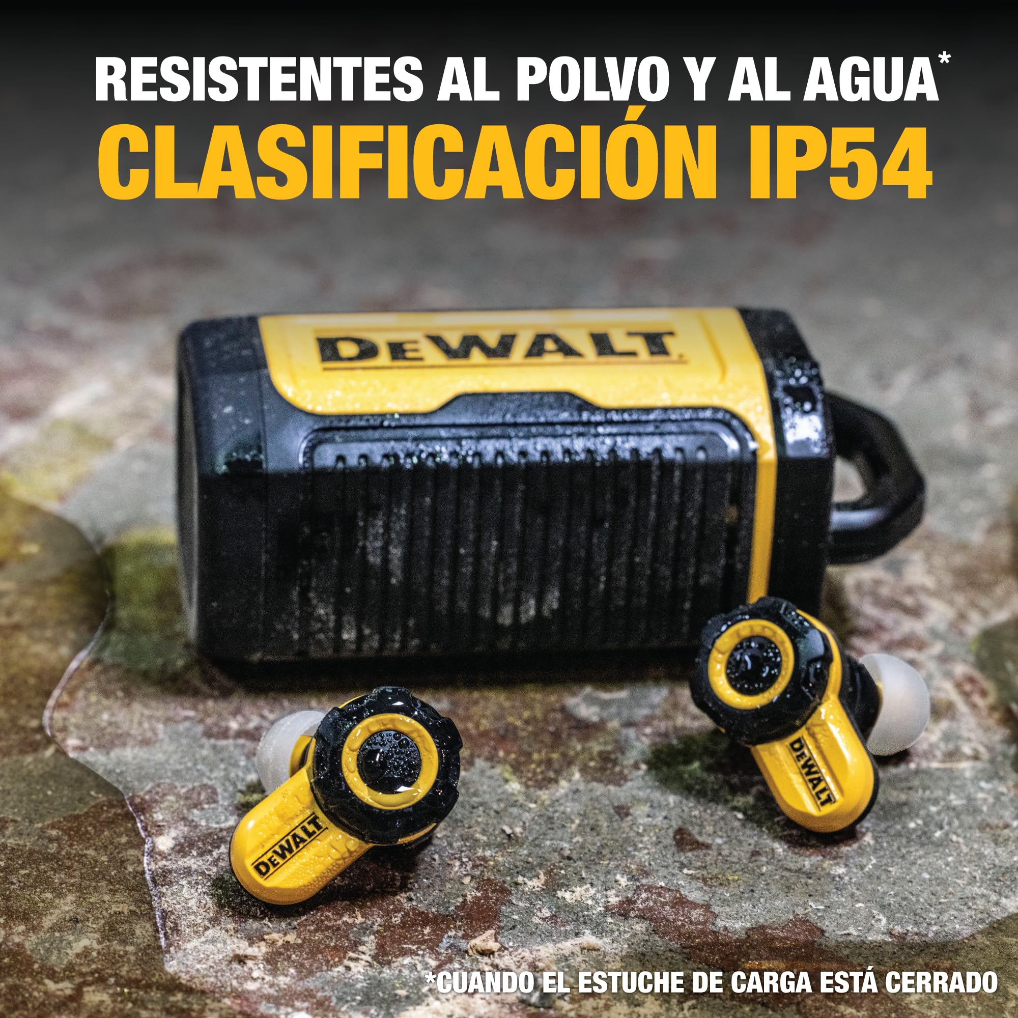 DEWALT Audífonos inalámbricos Jobsite Pro X2 ANC con Bluetooth para Trabajo Pesado, con cancelación Activa de Ruido, 10 h de autonomía (más de 40 h con Estuche), 4 Modos de ecualización, IP54