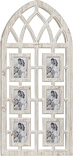 Deco 79 Wood 6 Slot Wall Photo Frame with Window Arch Shape, 19
