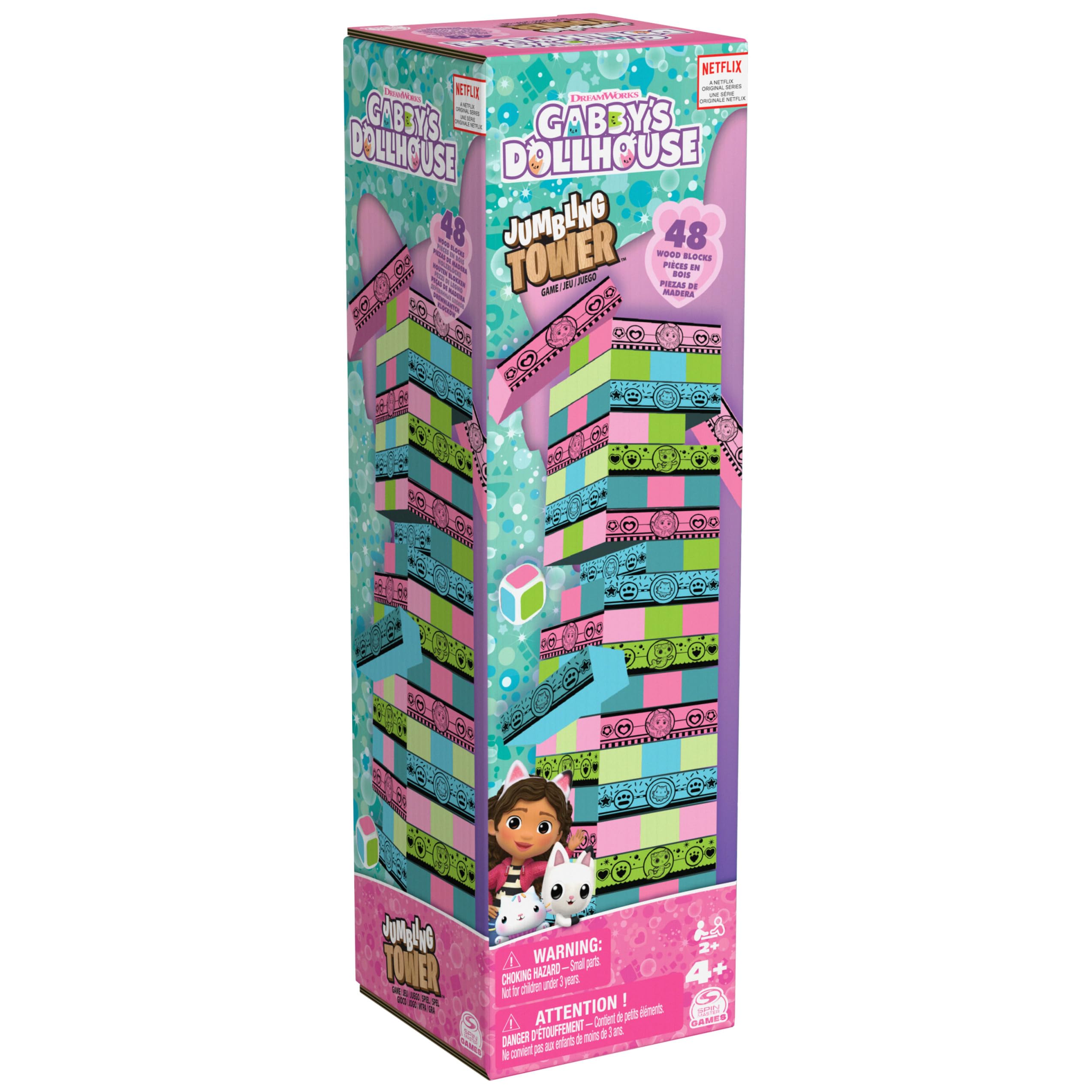 Editrice Giochi, La Casa delle Bambole di Gabby, Jumbling Tower della Casa delle Bambole di Gabby, Blocchi di Legno multicolore, Giochi per Bambini e Bambine, 4+ anni