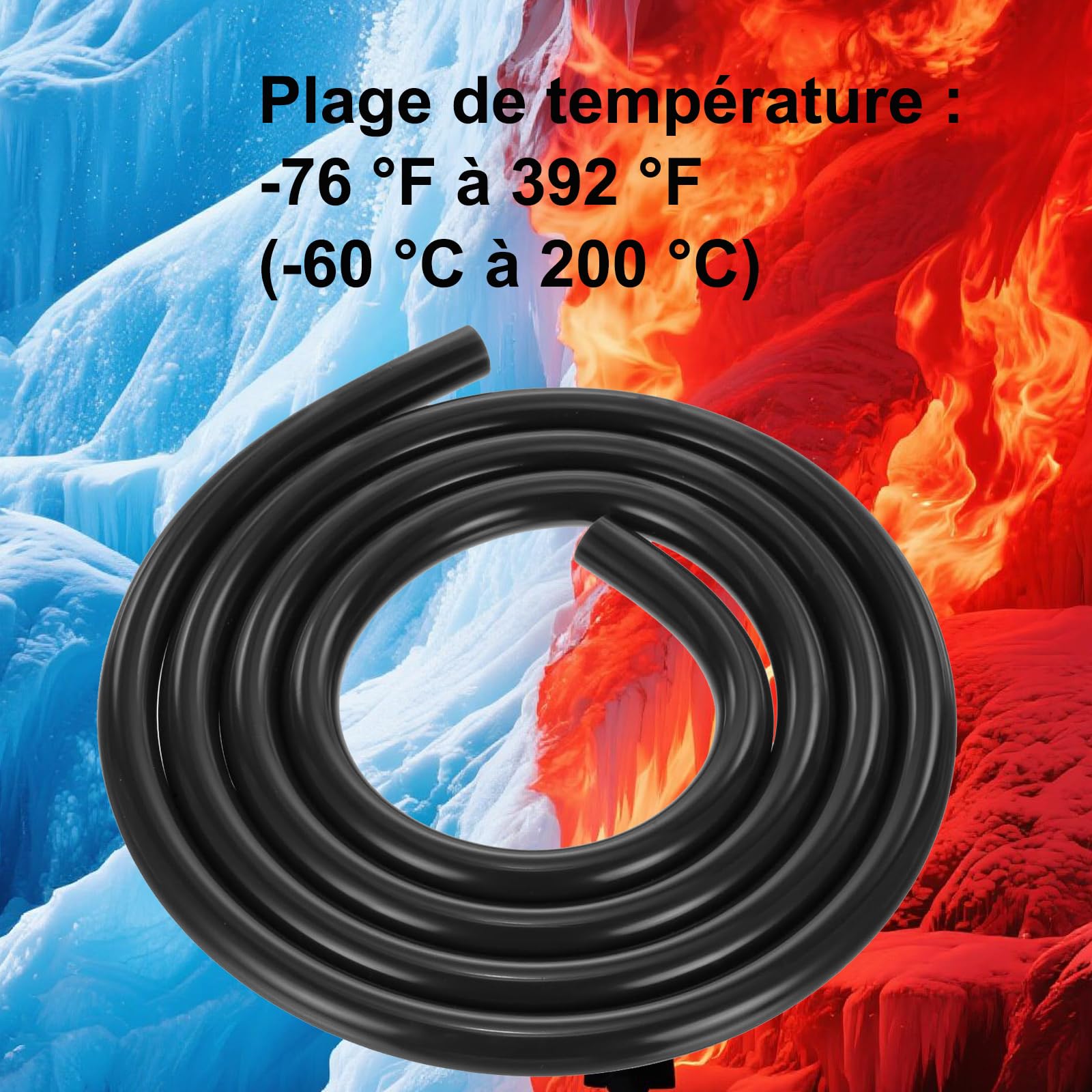 Tuyau en Silicone pour Vide 2M 6 Pièces Avec Connecteurs Nylon 12 Tailles 122PCS, Diamètre Intérieur 3/4/5/6/8/10mm Haute Performance 130PSI Kit de Tuyauterie pour Moteur Automobile, Air et Eau Noir