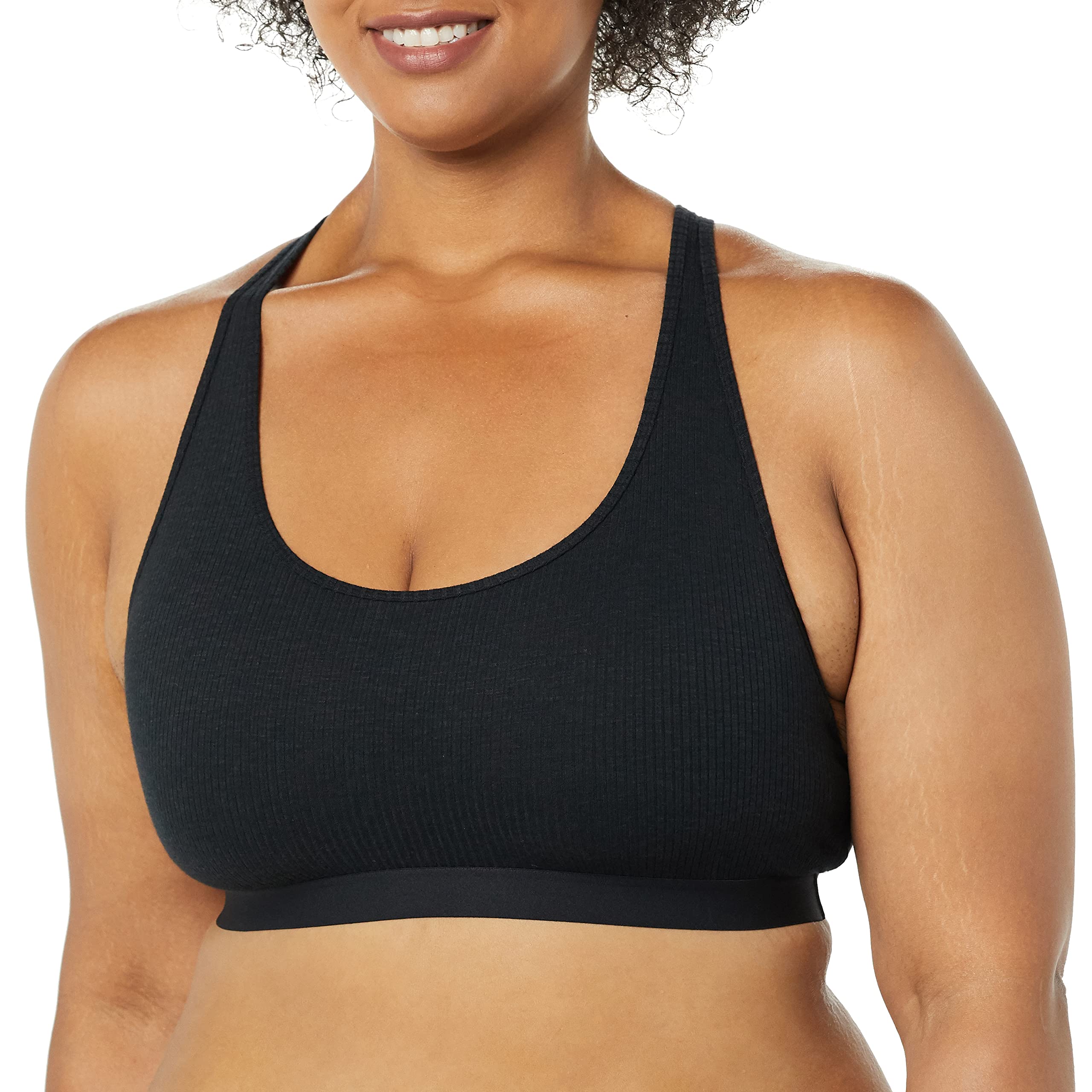 Amazon Essentials Bralette Sfoderata a Costine con Scollo Rotondo Lounge Donna, Pacco da 2