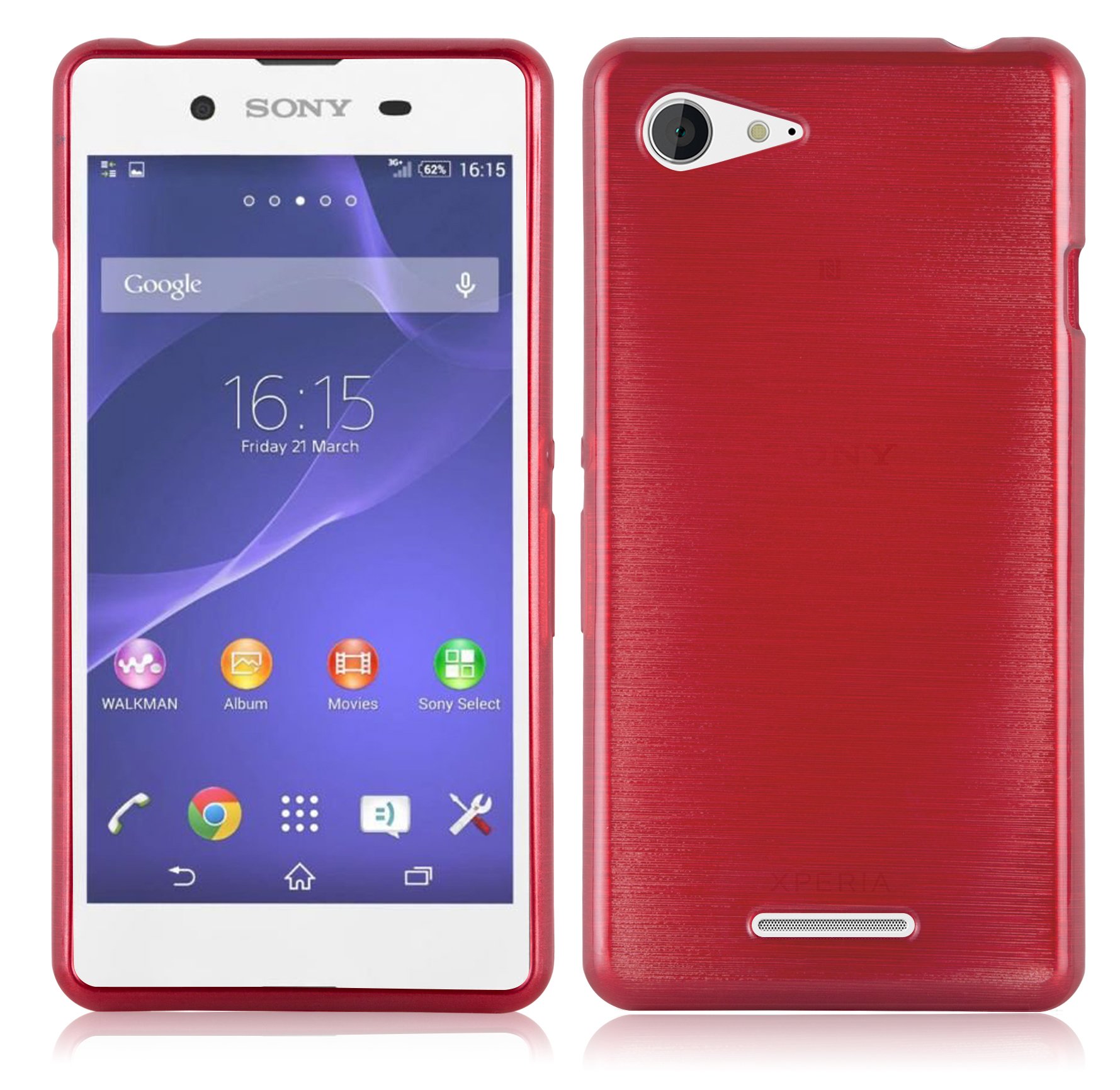 Custodia Cadorabo Rosso Metallizzato Per Sony Xperia E3 – Cover Sottile In Silicone TPU Con Bordo Protettivo