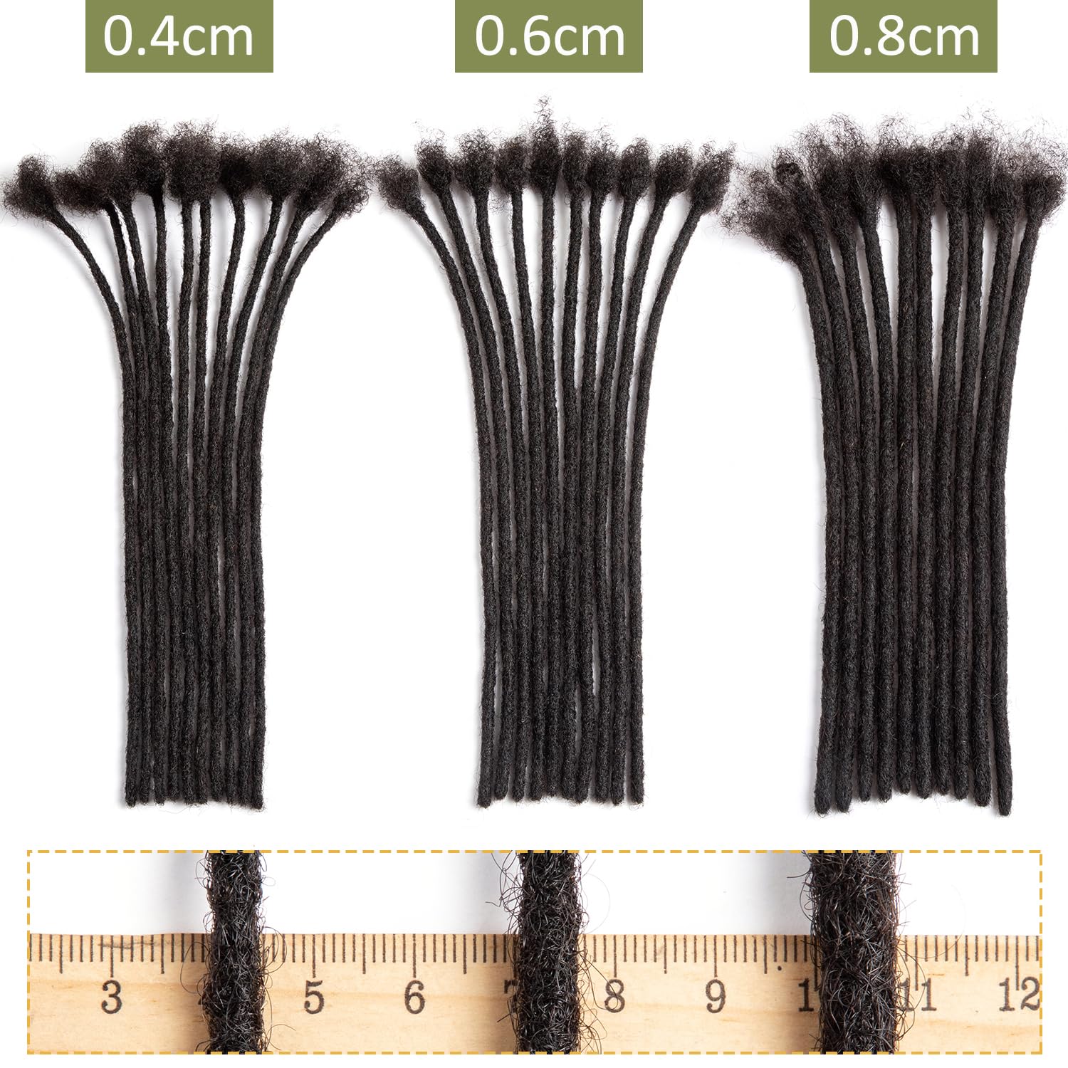 Originea Dreadlock Extensions aus menschlichem Haar für Herren/Damen, 0,6cm dick, Locs, Pakete, Jungfrauen, Dreadlocks, Extensions, Echthaar, Schwarz (14 Zoll, 30 Stück)