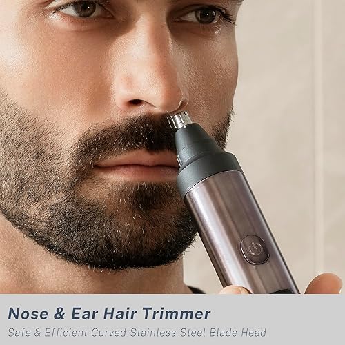 Miniatura 6 de Cortadora de barba para hombres, maquinillas de afeitar eléctricas y cortapelos, esfera de precisión ajustable, 20 ajustes, kit de afeitado todo en