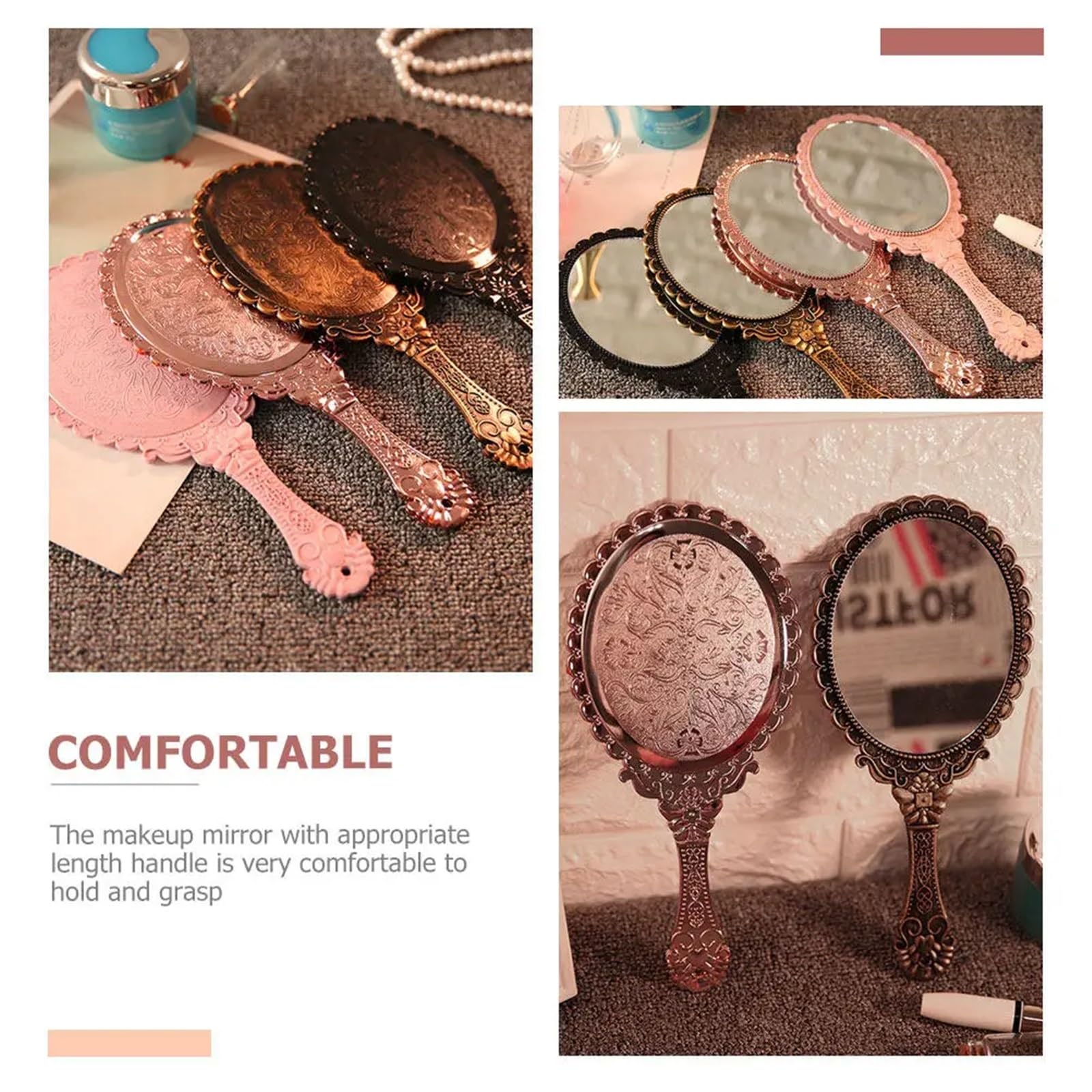 Specchio for il trucco portatile vintage rotondo da 12 pezzi Per i Viaggi Quotidiani