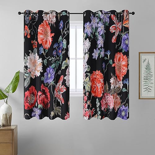 Miniatura 27 de Estelar Textiler Cortinas bohemias para oscurecer la habitación con hojas de arce de 84 pulgadas de largo, juego de 2 paneles para sala de estar,