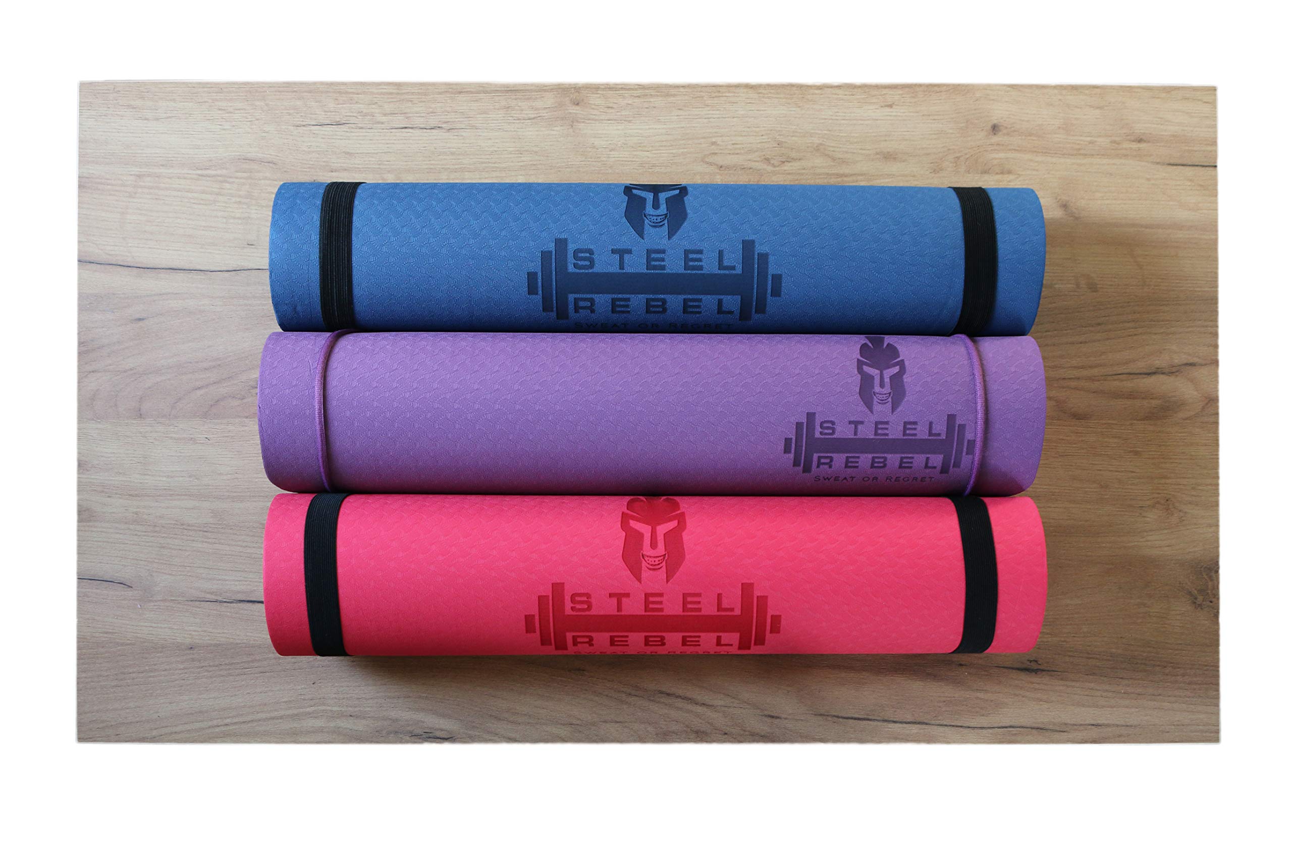 Tapis de yoga en TPE antidérapant antidérapant antidérapant - Respectueux de l'environnement - Adapté pour la peau - Fitness, Pilates & Home Training - 183 x 61 x 0,6 cm