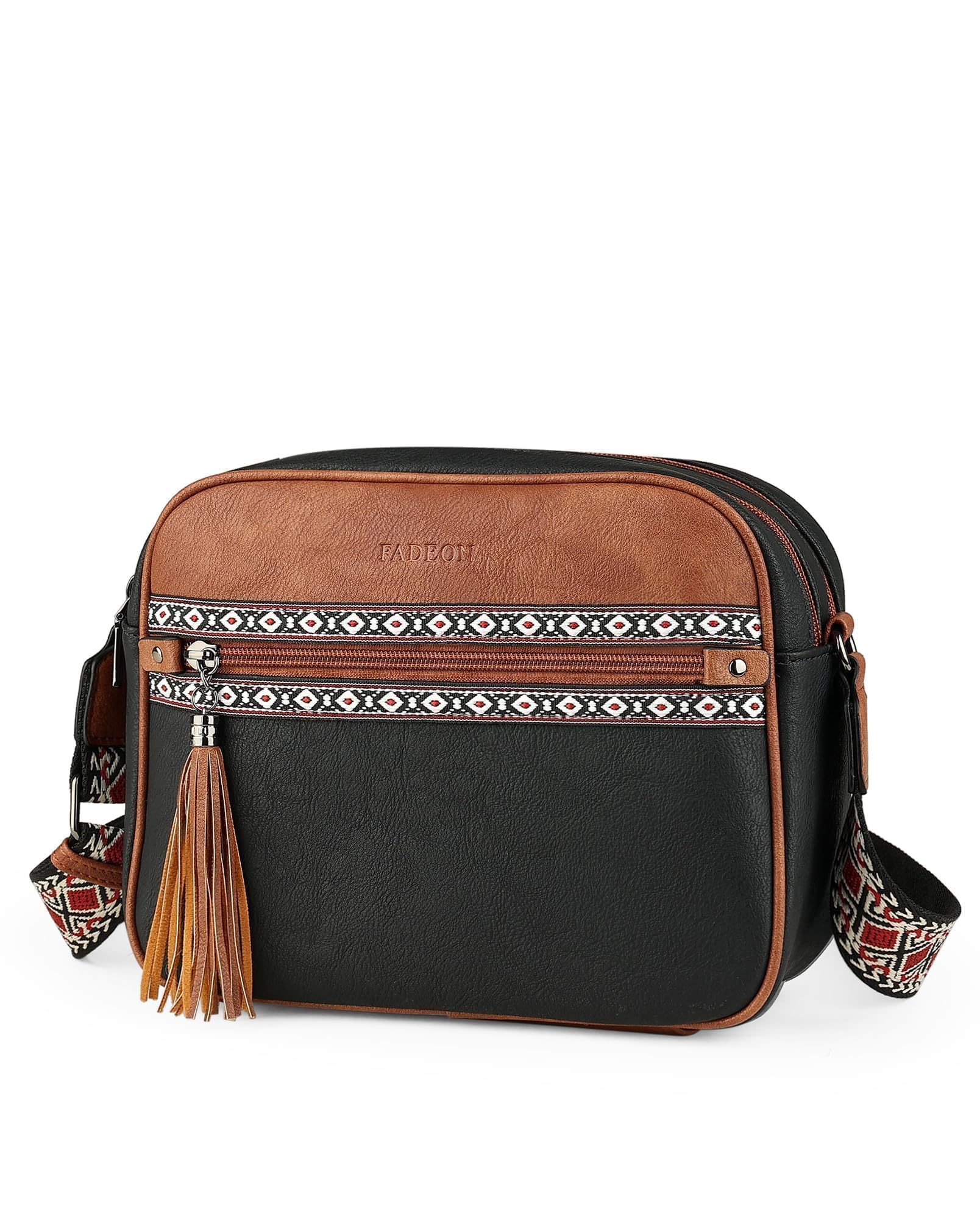 FADEON Crossbody Bags for Women Designer Vegan Leather Crossbody Purse Multi-pocket Medium Shoulder Bag with Card Slots