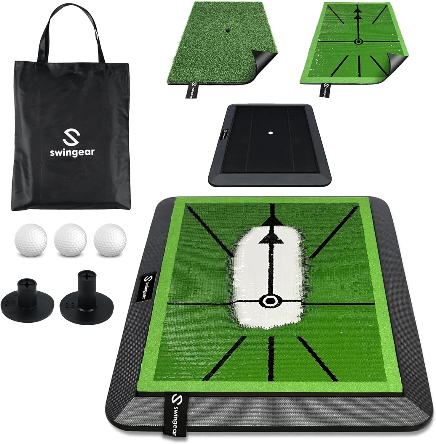 Golf Hitting Mat & Divot Board - Premium Practice mat - Swing Training aid w/Interchangeable Swing-Path Detection & Turf mat - Instant Feedback to Analyze Your Swing - Gift for Golfers