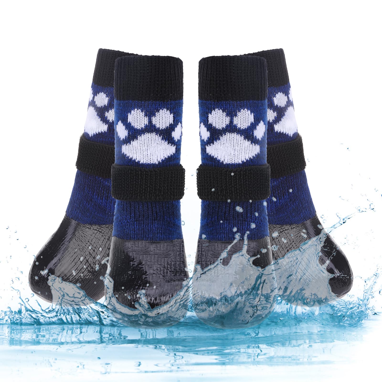 KOOLTAIL Non Slip Dog Socks to Prevent Licking Paws for Hardwood Floors, Dog Boots Shoes for Hot/Cold Pavement with Grippers Traction Control, Waterproof Paw Protector for Small Medium Large Dogs, L